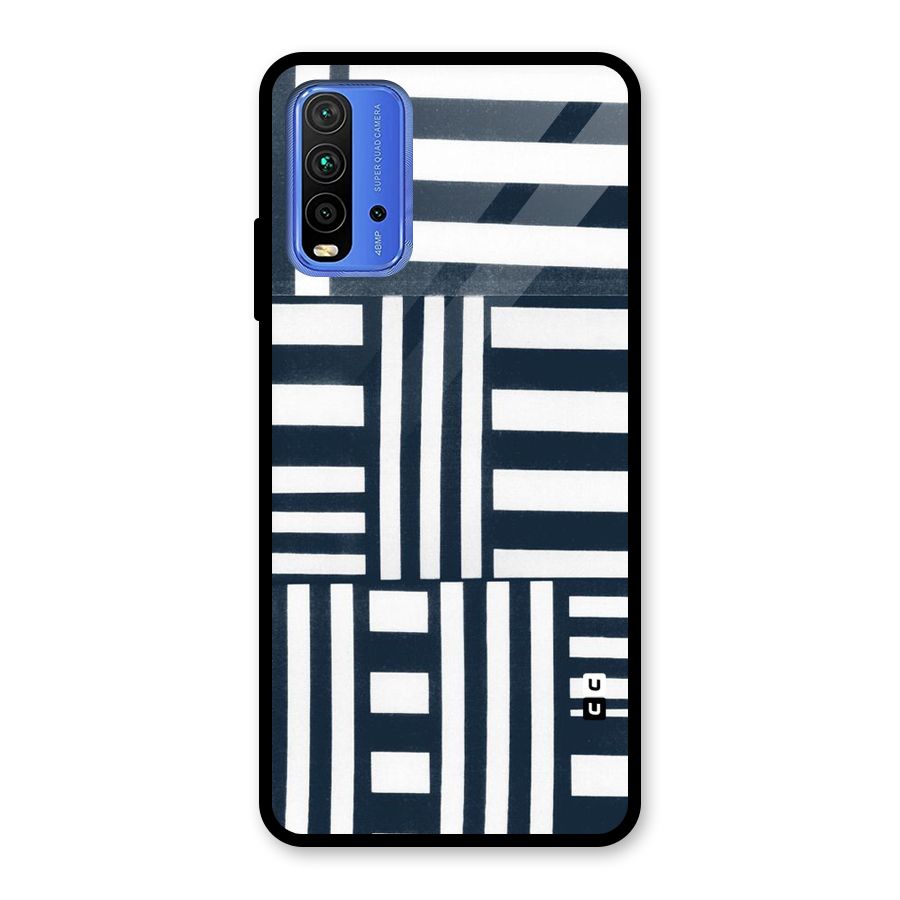 Square  Stripes Glass Back Case for Redmi 9 Power