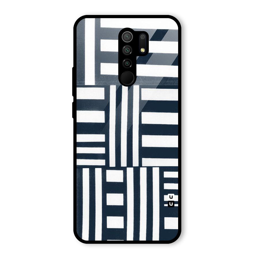 Square  Stripes Glass Back Case for Redmi 9 Prime