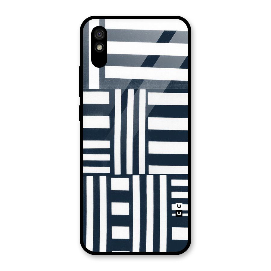 Square  Stripes Glass Back Case for Redmi 9i