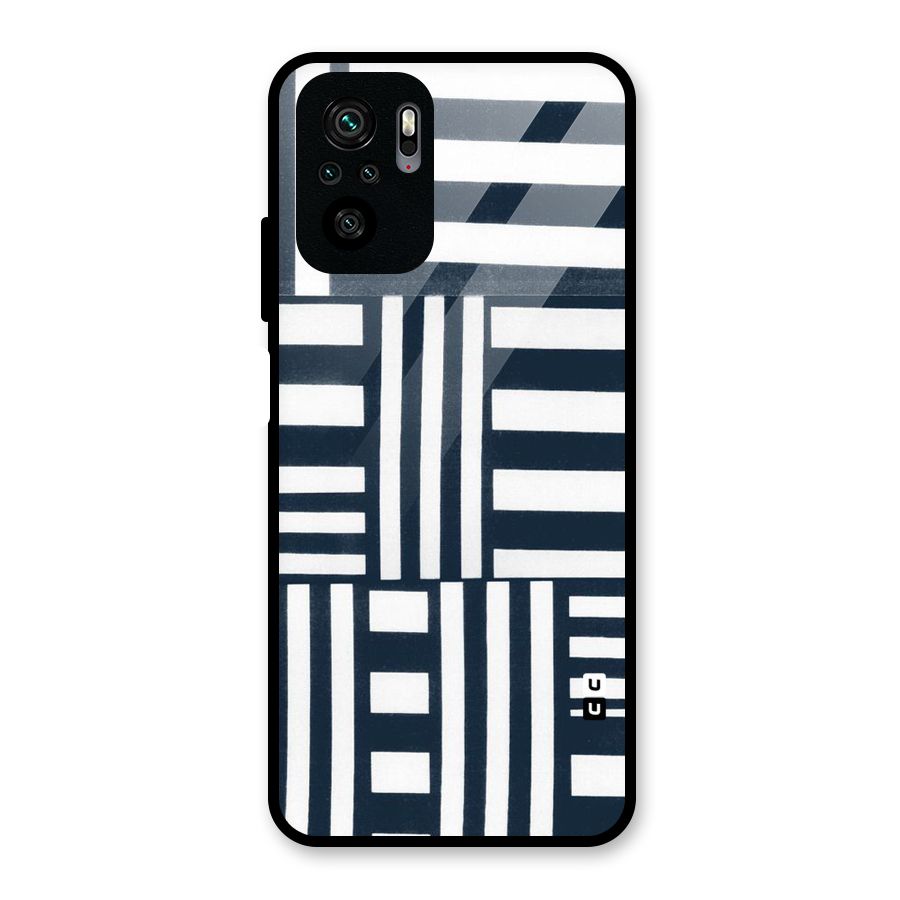 Square  Stripes Glass Back Case for Redmi Note 10S