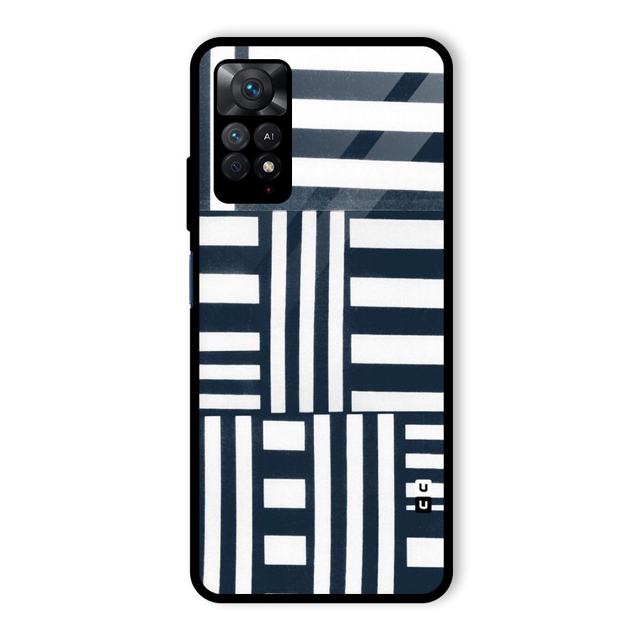 Square  Stripes Glass Back Case for Redmi Note 11 Pro