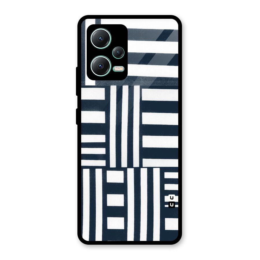Square  Stripes Glass Back Case for Redmi Note 12 5G