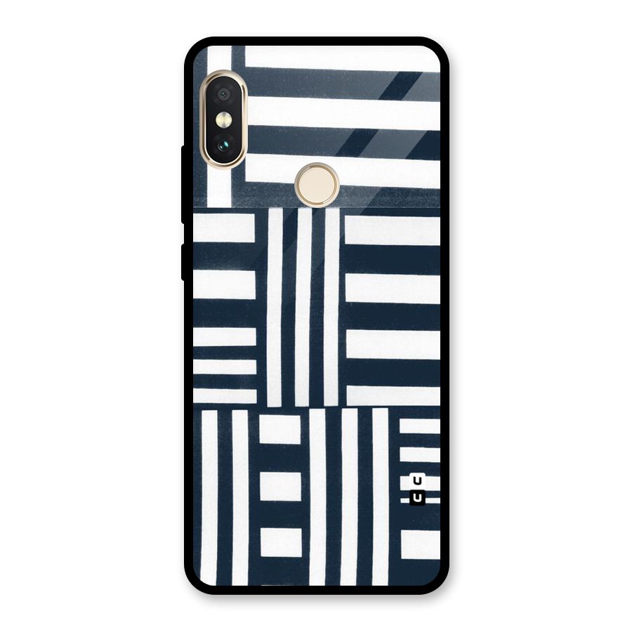 Square  Stripes Glass Back Case for Redmi Note 5 Pro
