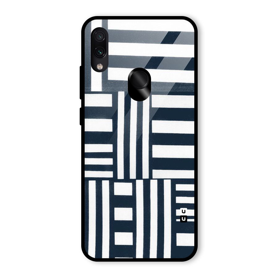 Square  Stripes Glass Back Case for Redmi Note 7 Pro