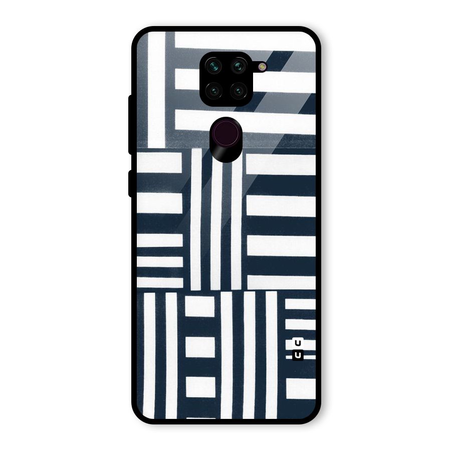 Square  Stripes Glass Back Case for Redmi Note 9