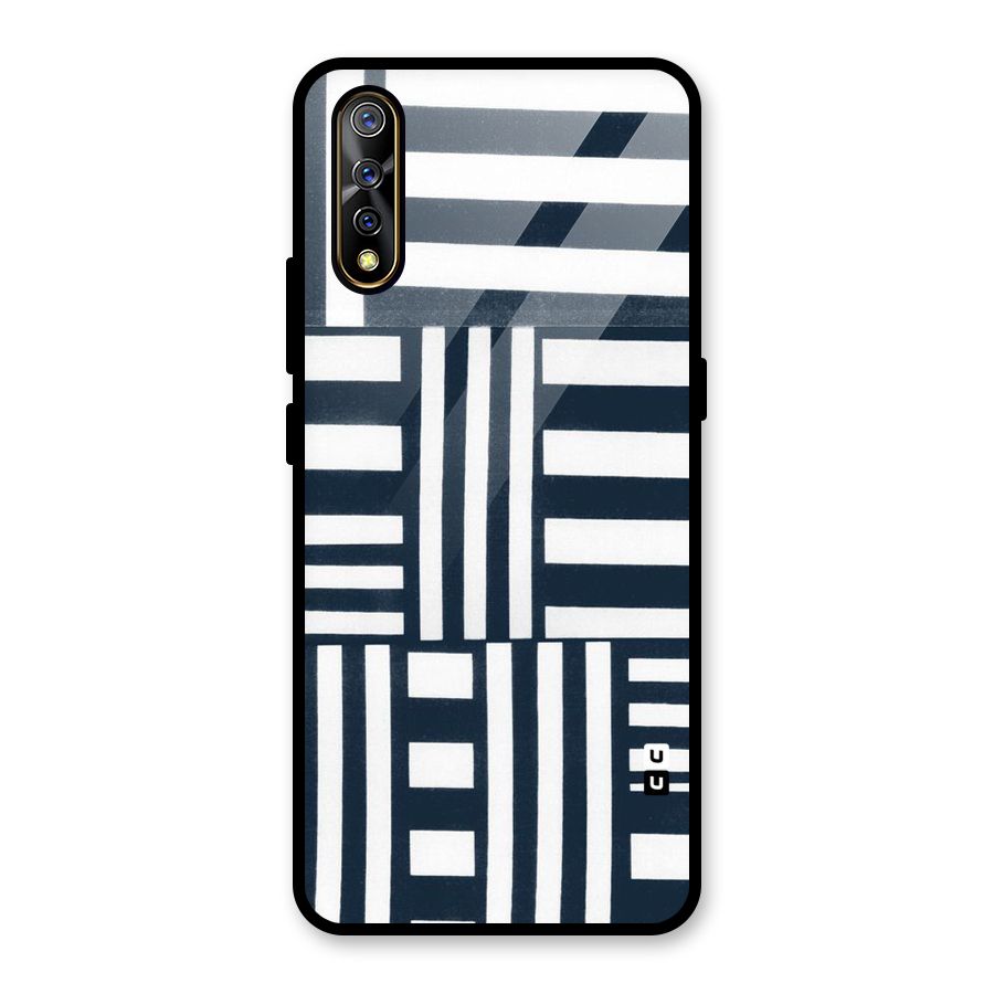 Square  Stripes Glass Back Case for Vivo S1