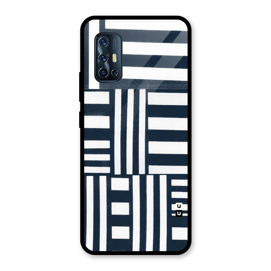 Square  Stripes Glass Back Case for Vivo V17