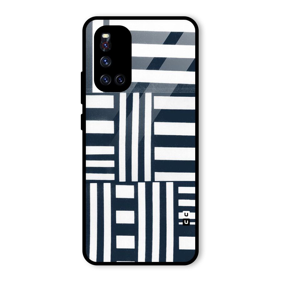 Square  Stripes Glass Back Case for Vivo V19