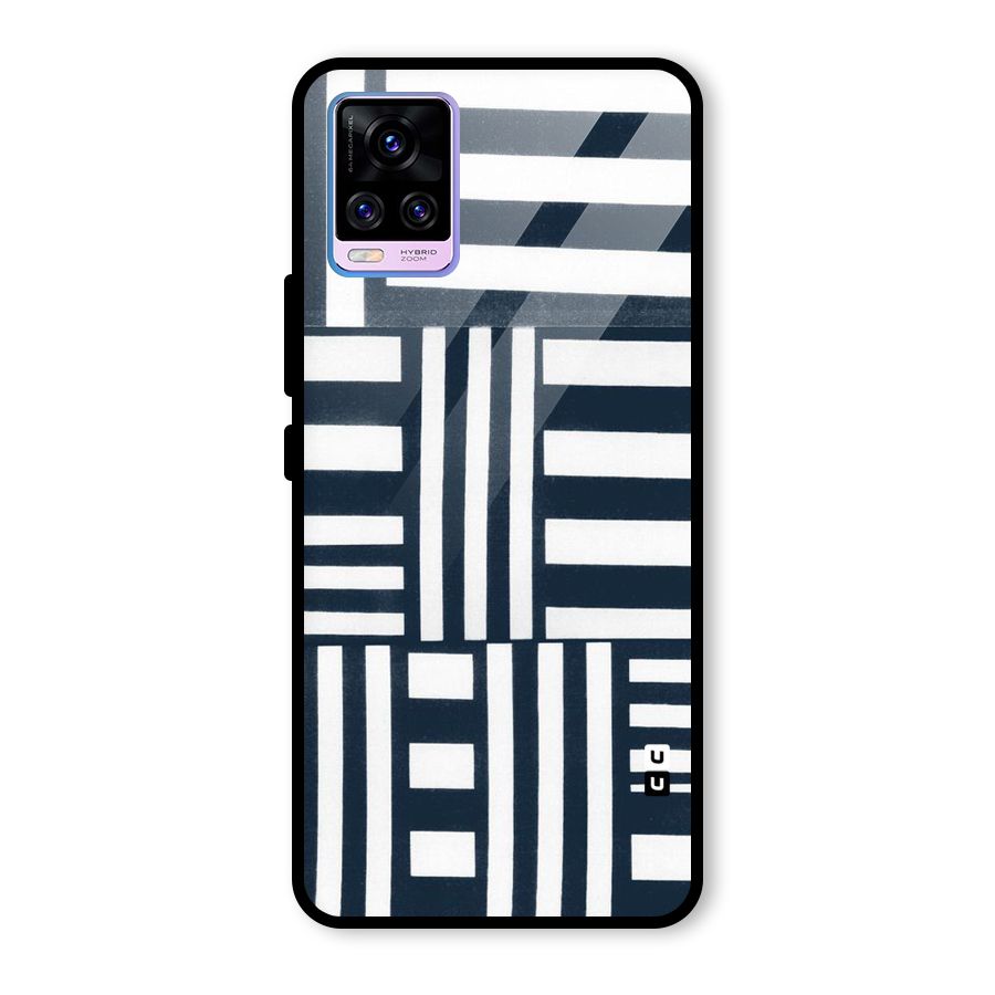 Square  Stripes Glass Back Case for Vivo V20 Pro