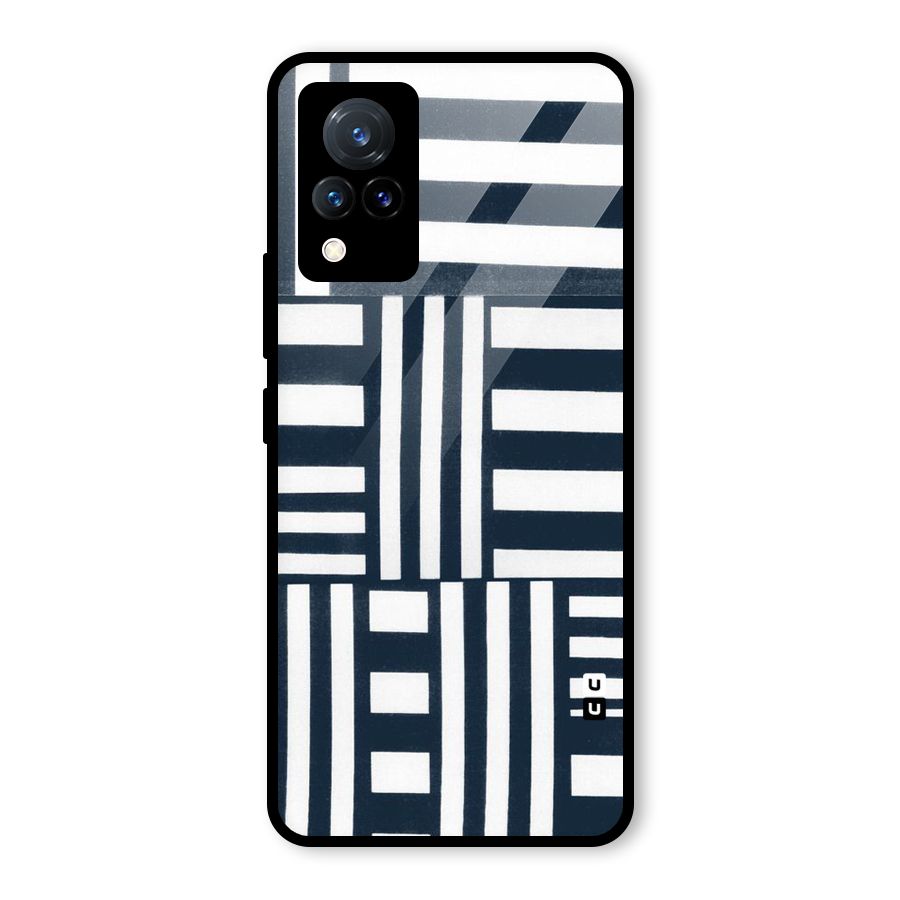 Square  Stripes Glass Back Case for Vivo V21 5G