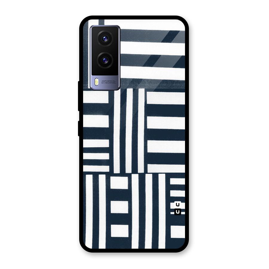 Square  Stripes Glass Back Case for Vivo V21e 5G