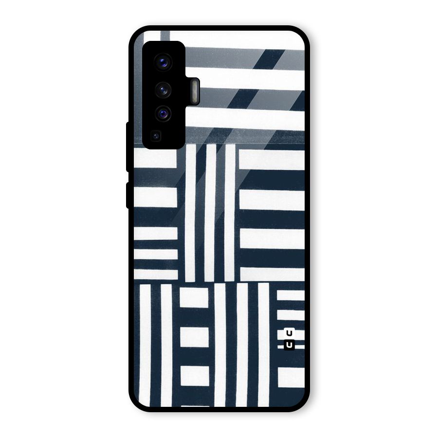 Square  Stripes Glass Back Case for Vivo X50