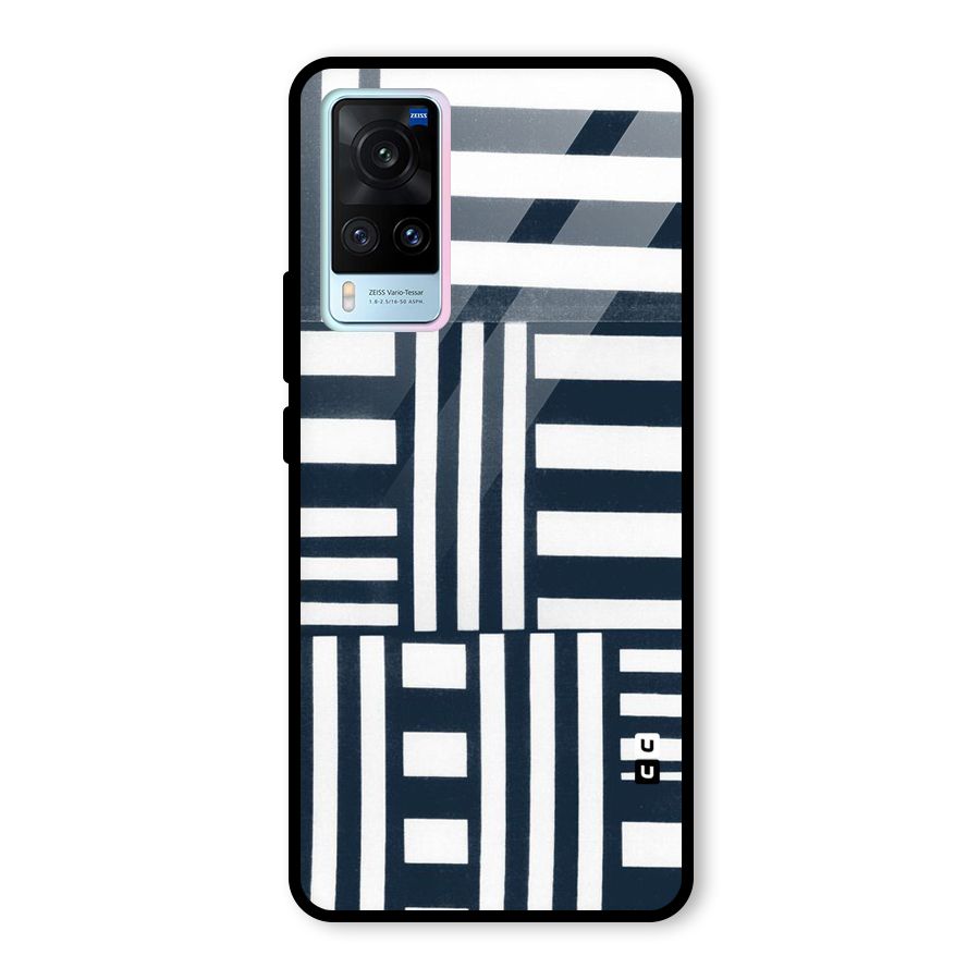 Square  Stripes Glass Back Case for Vivo X60