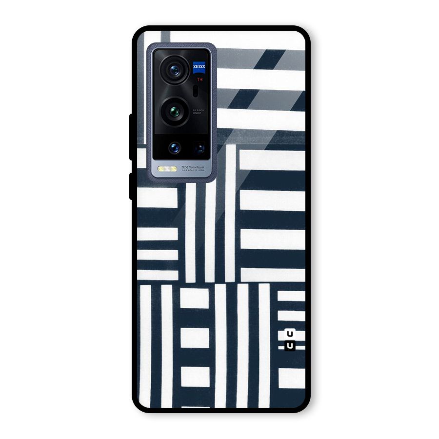 Square  Stripes Glass Back Case for Vivo X60 Pro Plus