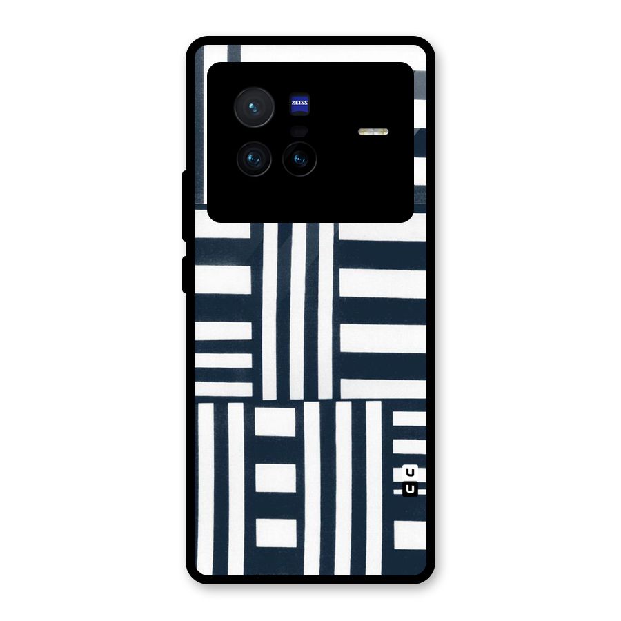 Square  Stripes Glass Back Case for Vivo X80