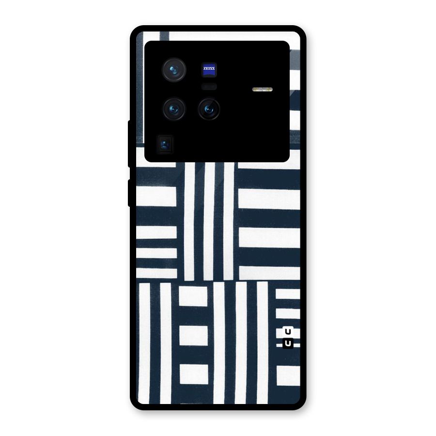 Square  Stripes Glass Back Case for Vivo X80 Pro
