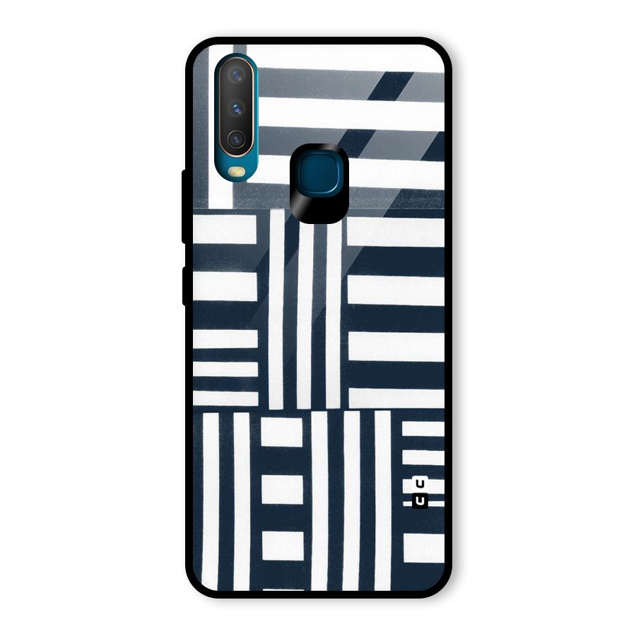 Square  Stripes Glass Back Case for Vivo Y17
