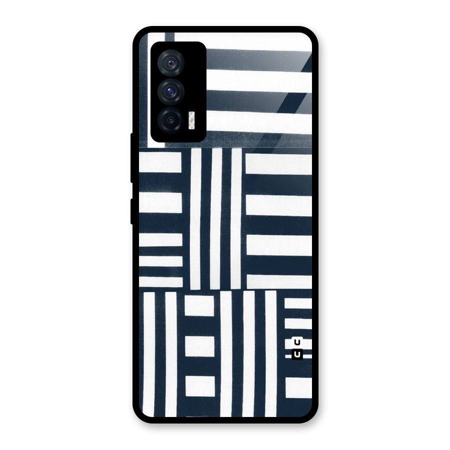 Square  Stripes Glass Back Case for Vivo iQOO 7 5G