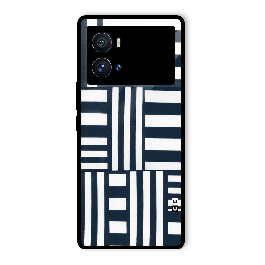 Square  Stripes Glass Back Case for Vivo iQOO 9 Pro