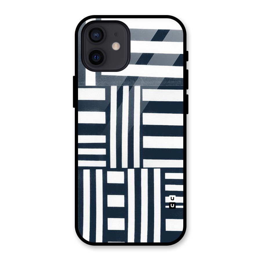 Square  Stripes Glass Back Case for iPhone 12
