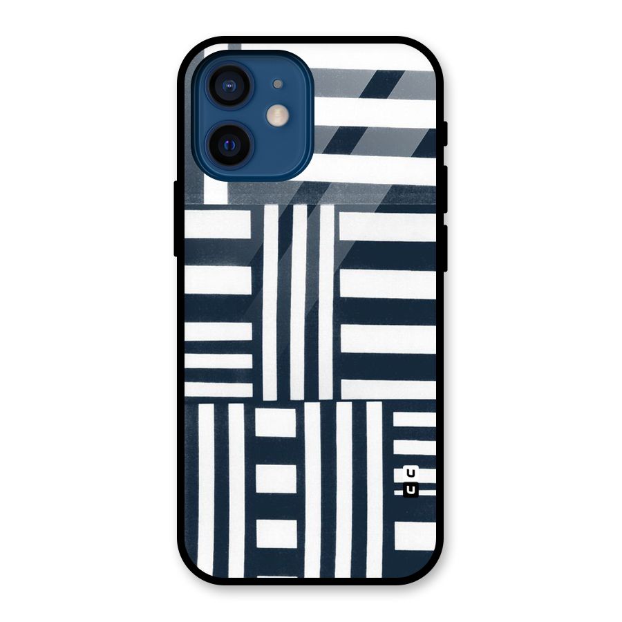 Square  Stripes Glass Back Case for iPhone 12 Mini
