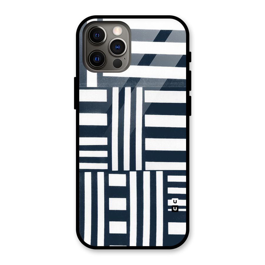 Square  Stripes Glass Back Case for iPhone 12 Pro