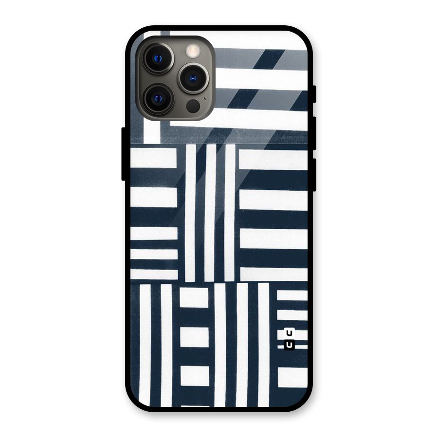 Square  Stripes Glass Back Case for iPhone 12 Pro Max