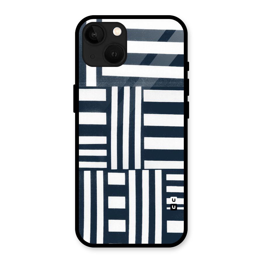 Square  Stripes Glass Back Case for iPhone 13