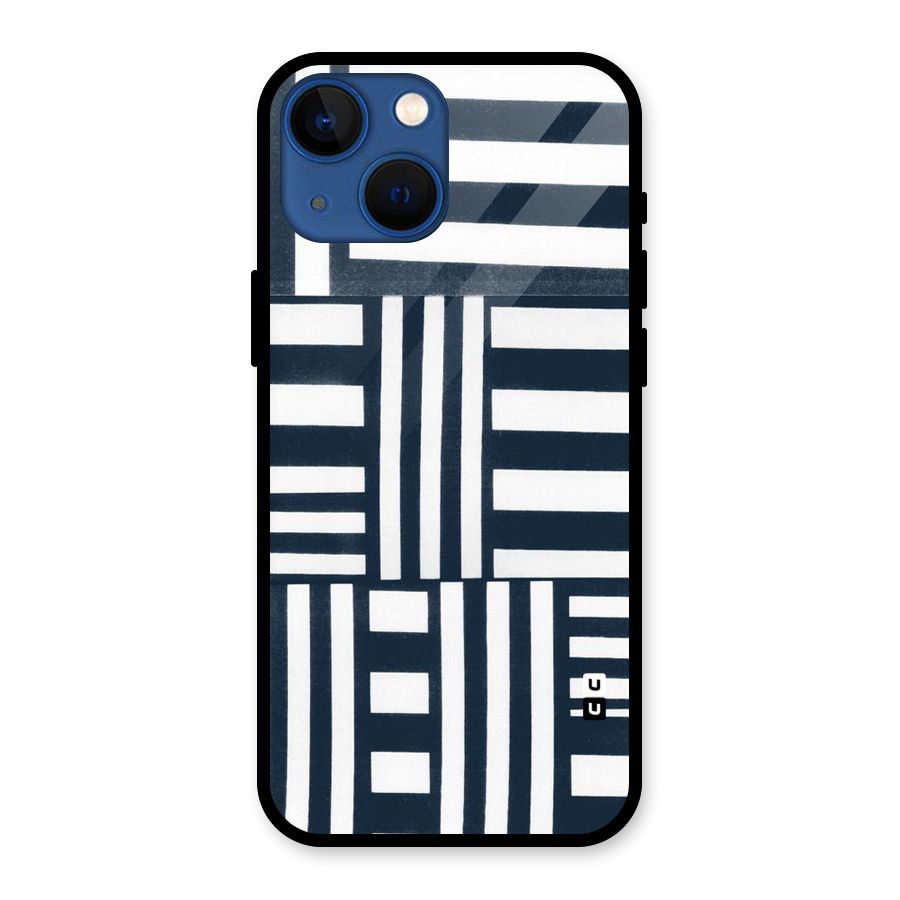 Square  Stripes Glass Back Case for iPhone 13 Mini