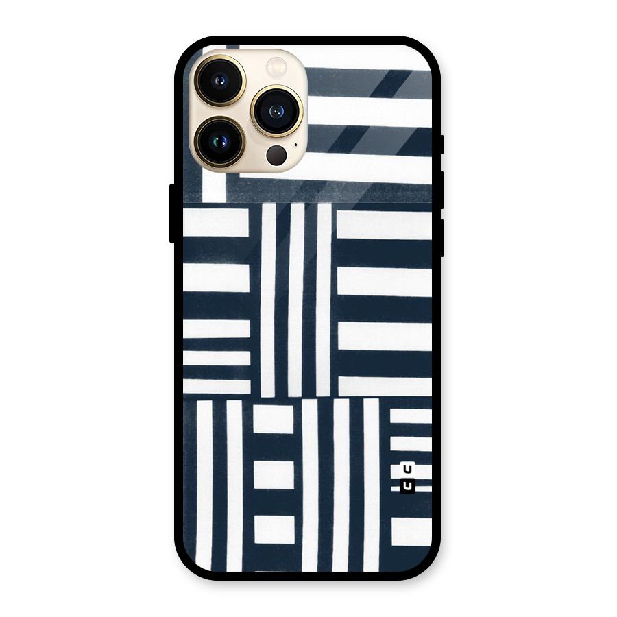 Square  Stripes Glass Back Case for iPhone 13 Pro Max