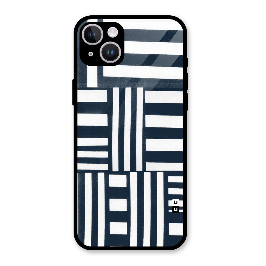 Square  Stripes Glass Back Case for iPhone 14 Plus