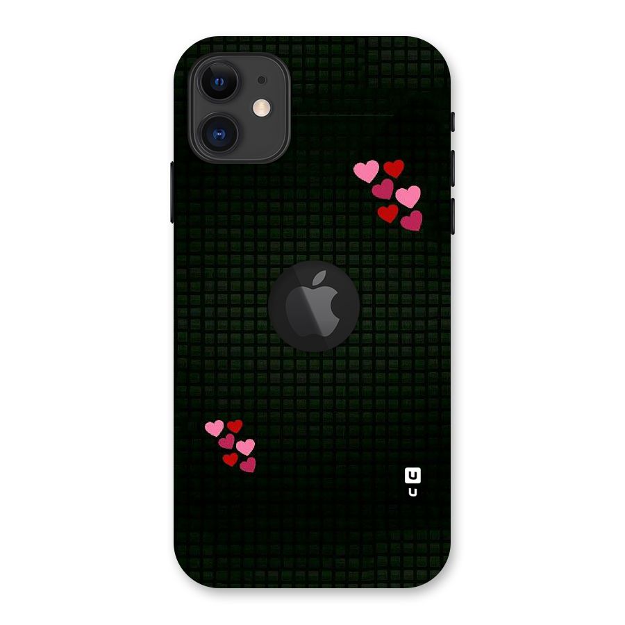 Square and Hearts Back Case for iPhone 11 Logo Cut