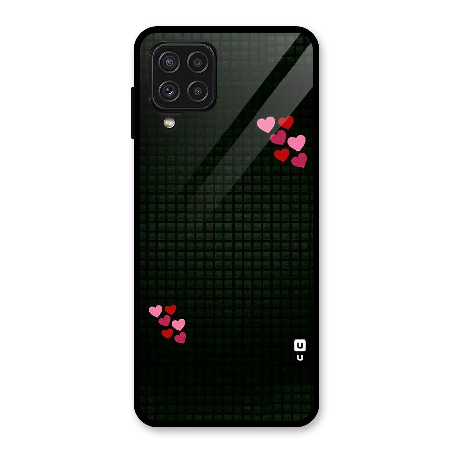 Square and Hearts Glass Back Case for Galaxy A22 4G
