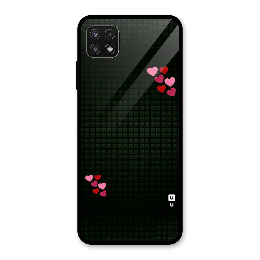 Square and Hearts Glass Back Case for Galaxy A22 5G