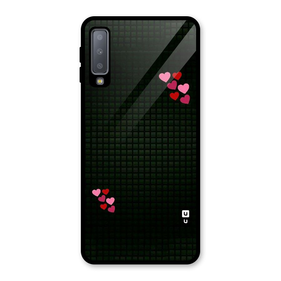 Square and Hearts Glass Back Case for Galaxy A7 (2018)