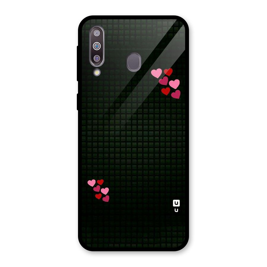 Square and Hearts Glass Back Case for Galaxy M30