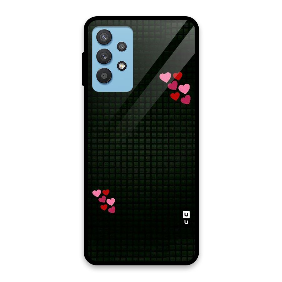 Square and Hearts Glass Back Case for Galaxy M32 5G