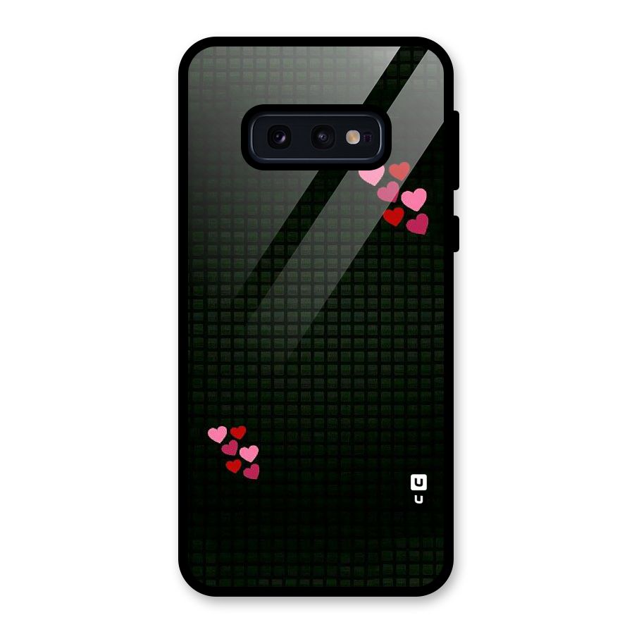Square and Hearts Glass Back Case for Galaxy S10e