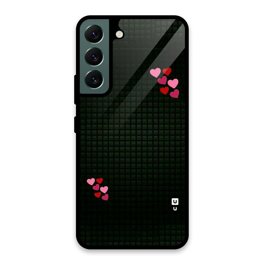 Square and Hearts Glass Back Case for Galaxy S22 5G