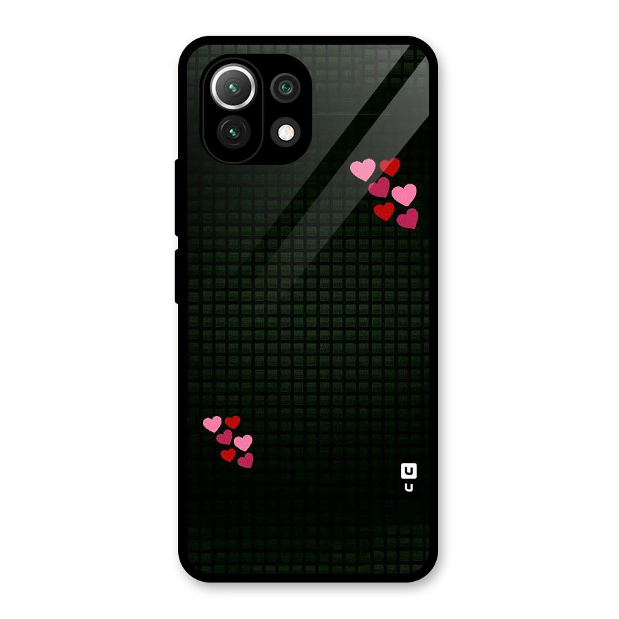 Square and Hearts Glass Back Case for Mi 11 Lite