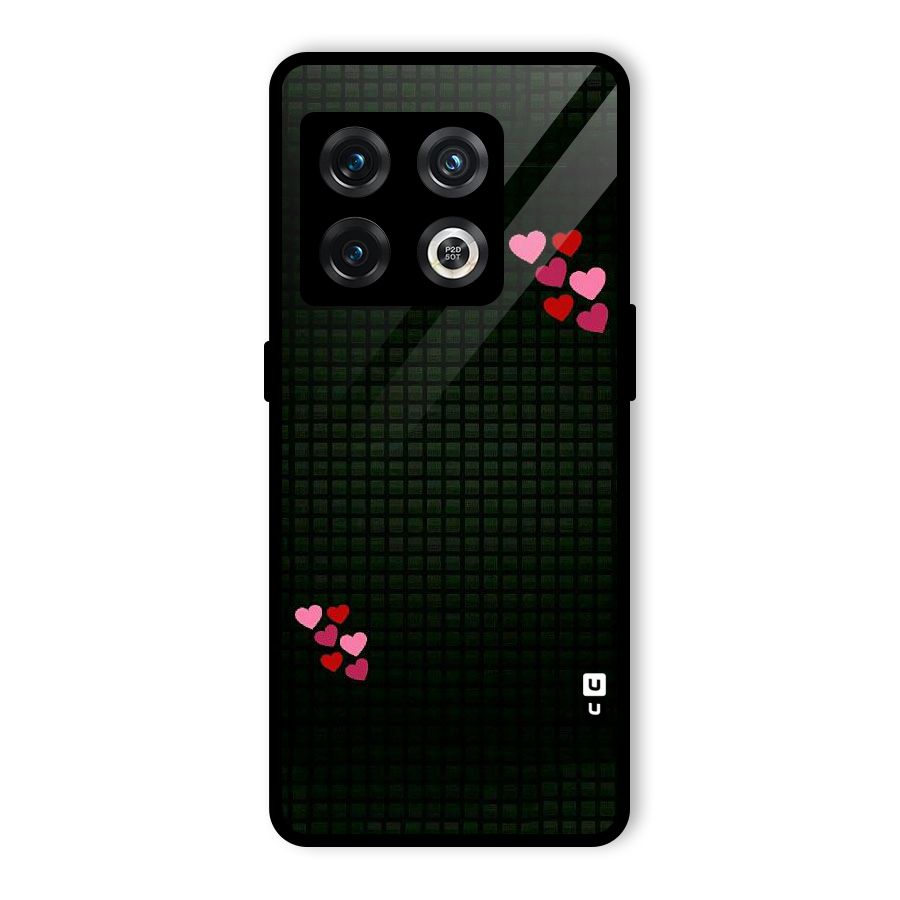 Square and Hearts Glass Back Case for OnePlus 10 Pro 5G