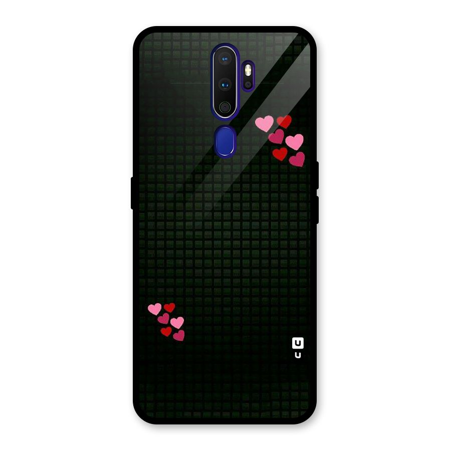 Square and Hearts Glass Back Case for Oppo A9 (2020)