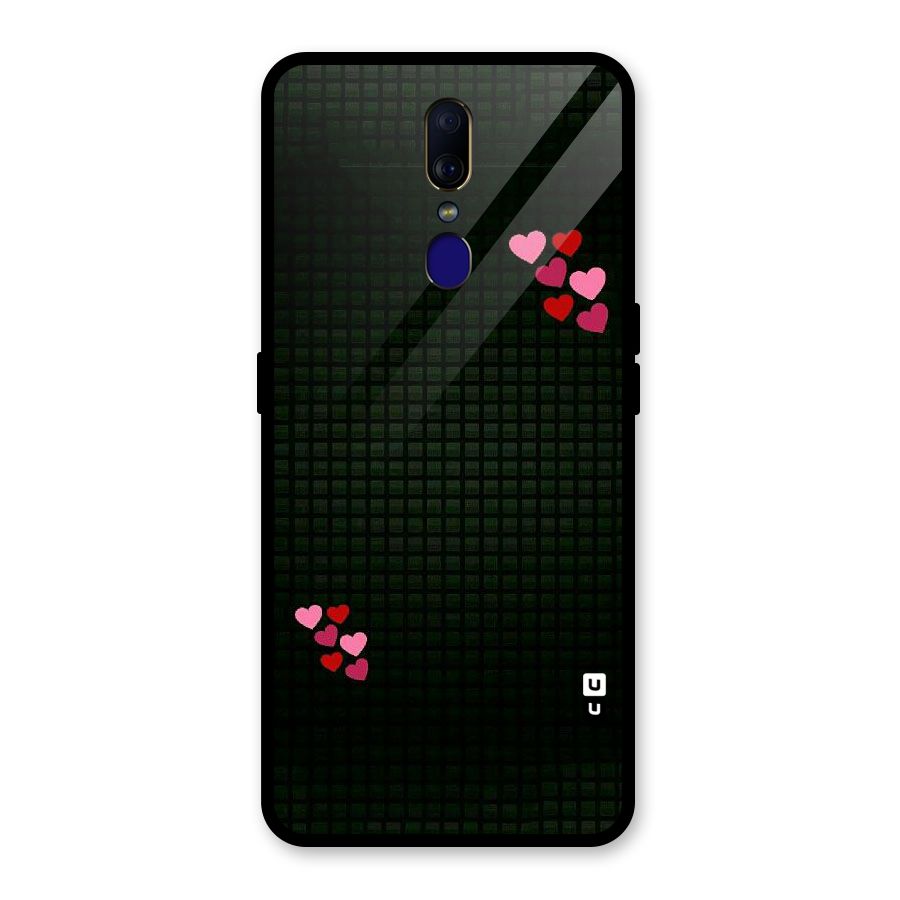 Square and Hearts Glass Back Case for Oppo F11