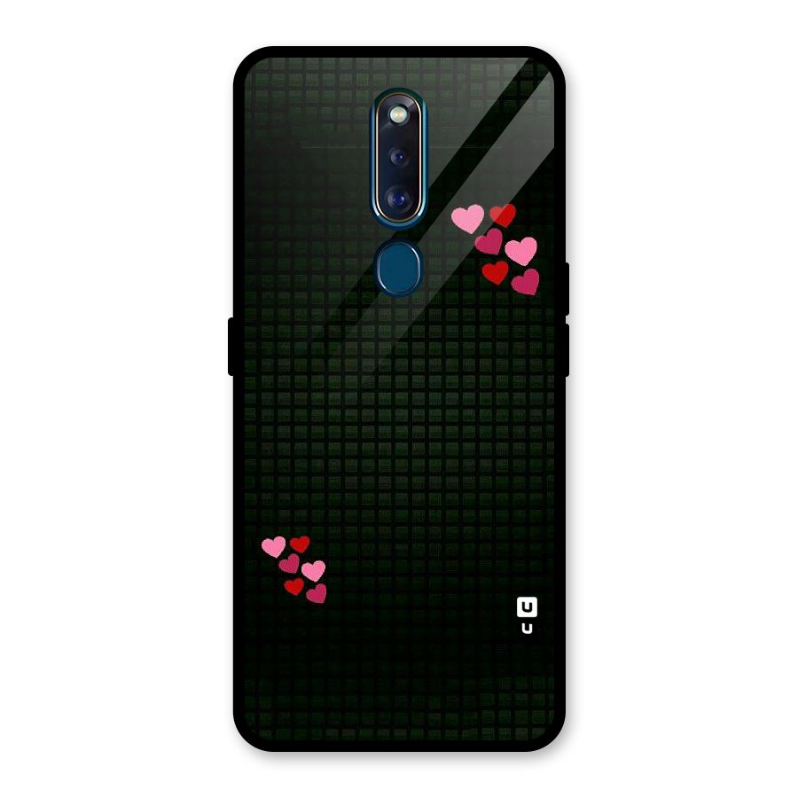 Square and Hearts Glass Back Case for Oppo F11 Pro