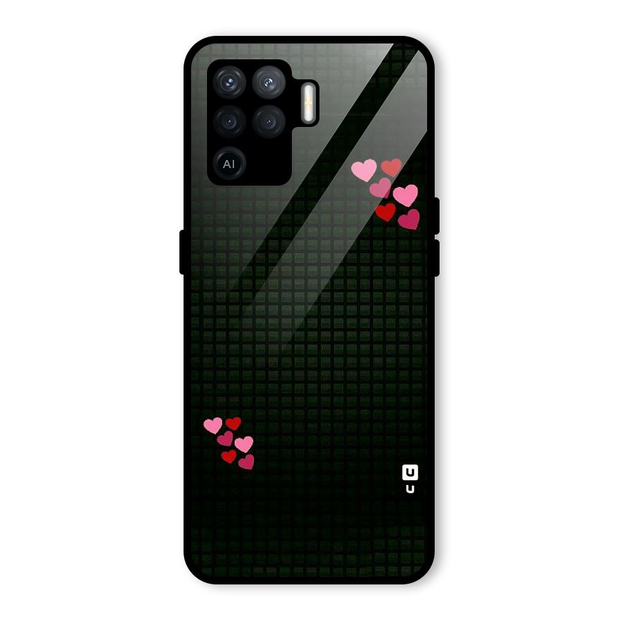 Square and Hearts Glass Back Case for Oppo F19 Pro