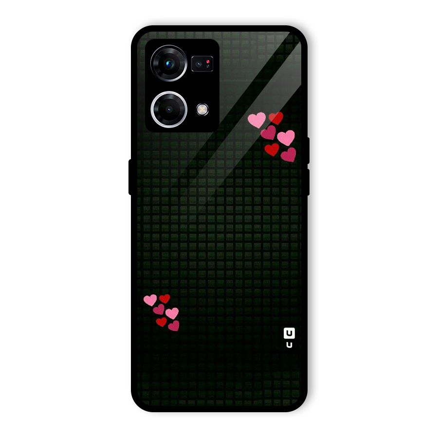 Square and Hearts Glass Back Case for Oppo F21 Pro 5G