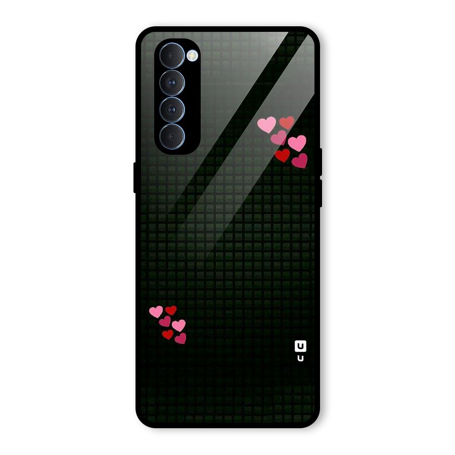 Square and Hearts Glass Back Case for Oppo Reno4 Pro