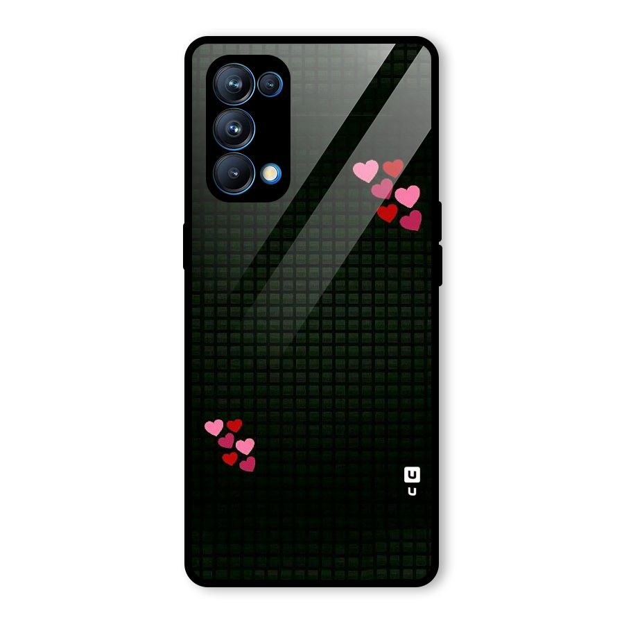Square and Hearts Glass Back Case for Oppo Reno5 Pro 5G