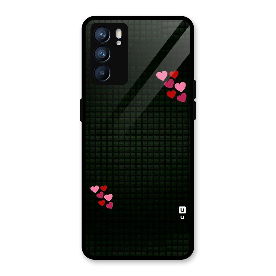 Square and Hearts Glass Back Case for Oppo Reno6 5G