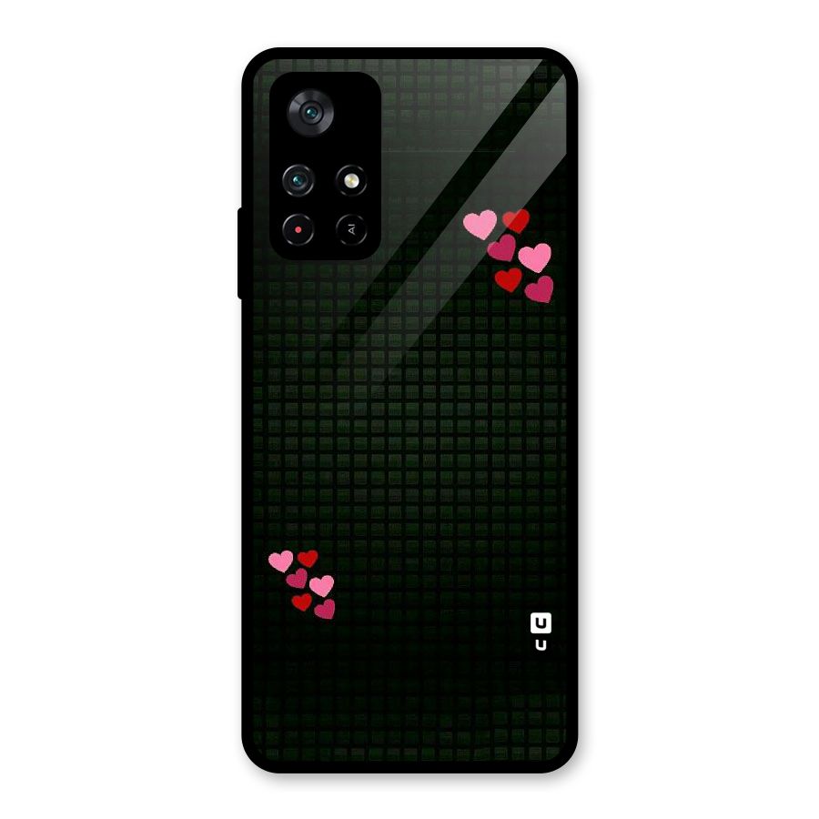 Square and Hearts Glass Back Case for Poco M4 Pro 5G